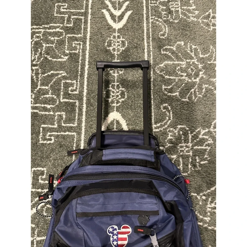 Disney Mickey Mouse Rolling Backpack Blue Wheeled Carry On Travel Bag Luggage